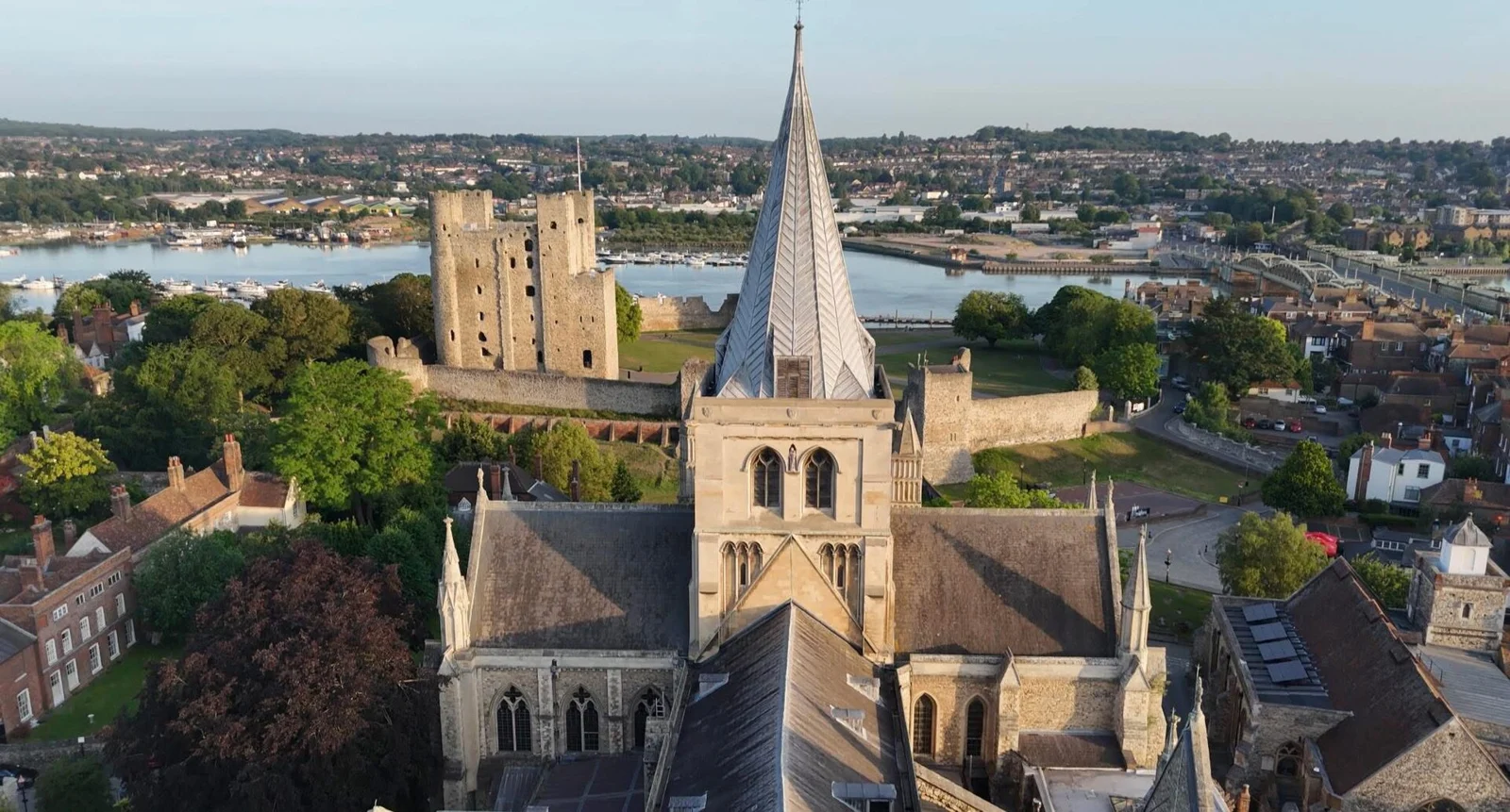 Rochester Cathedral and Castle with the River Medway beyond